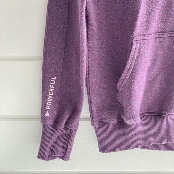 Athleta Girl Purple All For One Soft Logo Sleeve “Powerful” Hoodie Sweatshirt XL - Picture 6 of 9